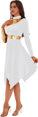 Vista 3 de Aislor Vestido de baile litúrgico de alabanza litúrgica para mujer, disfraz de adoración de iglesia