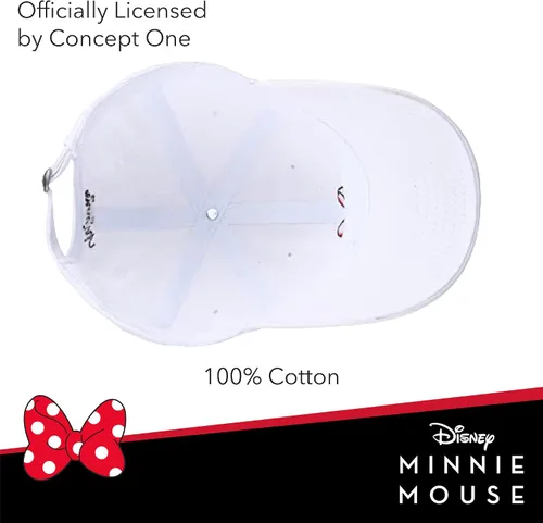 Vista 5 de Concept One Disney's Minnie Mouse Bows Embroidered Cotton Adjustable Dad Hat with Curved Brim