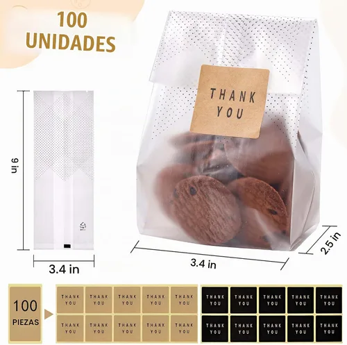 Vista 3 de Bolsas para galletas, paquete de 100 unidades de 9 x 3.2 pulgadas para estilistas de fiestas Use them for pastry sticks, cookies, party favors