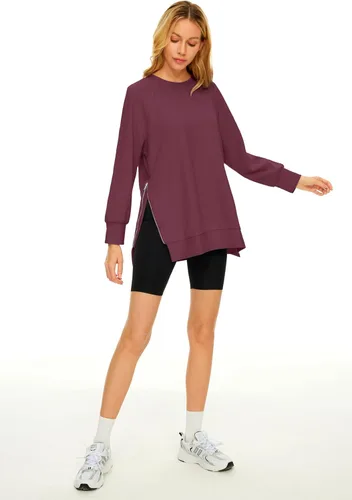 Vista 4 de EFAN Sudaderas de gran tamaño para mujer, manga larga, cuello redondo, sudaderas casuales con capucha 2023, ropa de moda de otoño