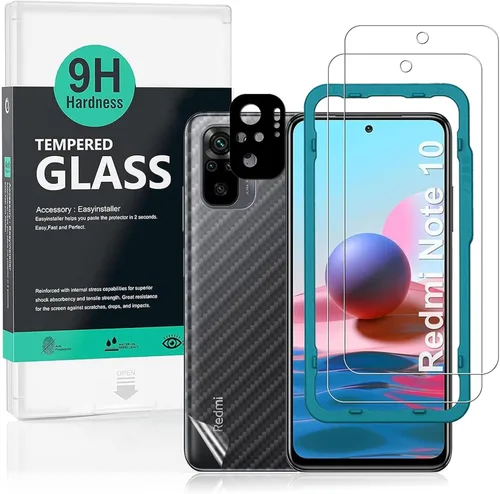 Vista 11 de Ibywind Protector de pantalla para Redmi Note 10 5G/Poco M3 Pro 5G, con 2 piezas de vidrio templado, 1 protector de lente de cámara, 1 película