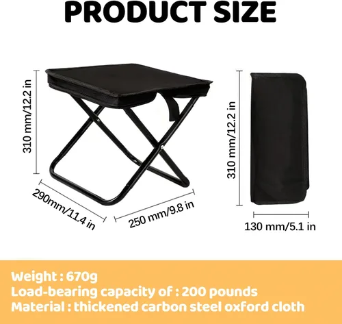 Vista 3 de Rytinazzz Taburete plegable portátil y silla plegable, silla portátil ligera para adultos, soporta hasta 250 libras, pequeño taburete de campamento