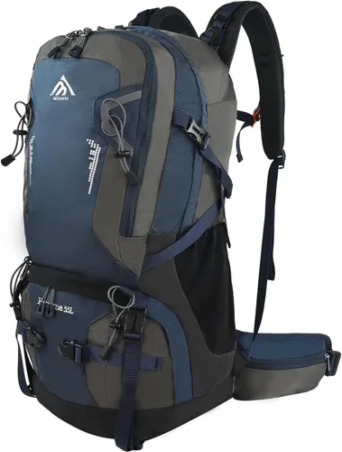 Vista 12 de Mochila de senderismo con marco interno de 55L para mujeres y hombres Negro