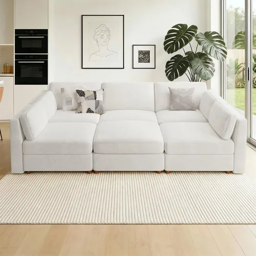 Vista 68 de CUGOAO Sofá biplaza extragrande de 83.5 pulgadas, sofás para sala de estar, sofá nube de felpilla de asiento profundo, sofá modular seccional, funda