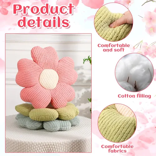 Vista 3 de Drydiet 6 Piezas Almohadas con Forma de Flor Margaritas Almohadas de Piso Cojines de Asiento con Forma de Flor de 15 Pulgadas para Leer Sofá Sillón