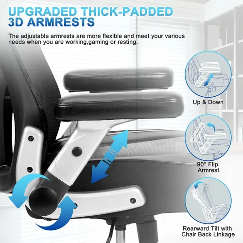 Vista 7 de Silla de oficina súper grande y alta, 700 libras, silla ejecutiva de computadora resistente con ruedas de goma, brazos abatibles 3D, silla