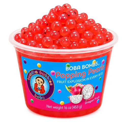 Vista 17 de Buddha Bubbles Boba - Perlas de Boba para reventar/estallar de primera calidad/Bombas de Boba / cobertura de postre (perlas de arándano)