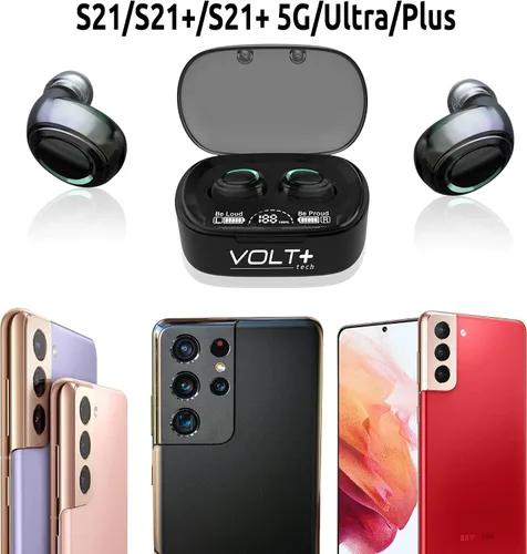Vista 2 de Auriculares inalámbricos V5.3 PRO compatibles con Samsung Galaxy S20/FE/Ultra/S20+/5G/Fan Edition/Plus IPX3 Bluetooth Touch Negro