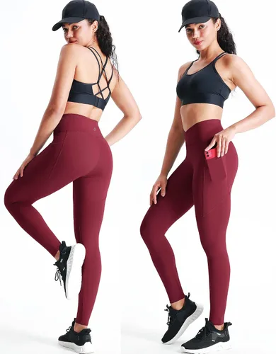 Vista 28 de Neleus calzas de yoga para mujer con bolsillo y cintura alta, para correr, con control de barriga