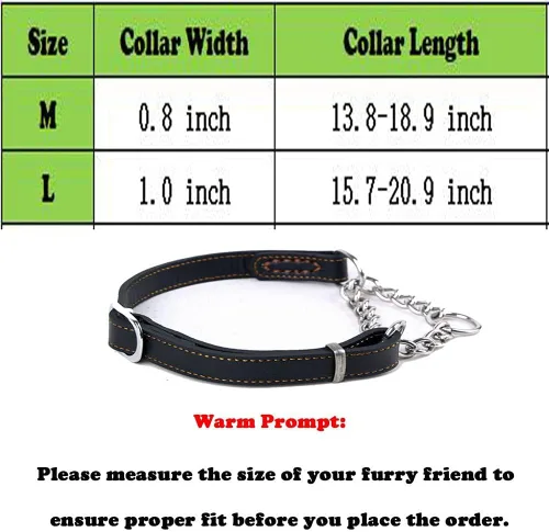 Vista 3 de Love Dream Martingale - Collar de cuero para perros de entrenamiento, cadena de acero inoxidable antiescape, sin tirones, para perros pequeños, Negro
