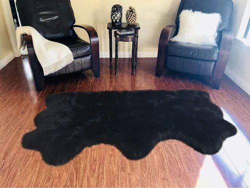 Vista 86 de LAMBZY Alfombra de piel de oveja auténtica, parte inferior gruesa y fuerte, fácilmente lavable, resistente a las manchas, perfecta para sala