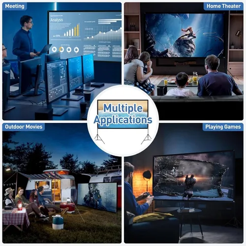 Vista 9 de Pantalla de proyector de 120" con soporte, sin arrugas 4K HD 16:9 portátil 120 pulgadas Pro