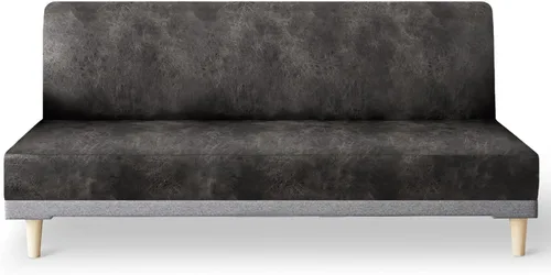 Vista 36 de molasofa - Funda elástica para futón de aspecto de cuero, cubierta para sofá sin brazos, protector de muebles con parte inferior elástica, funda