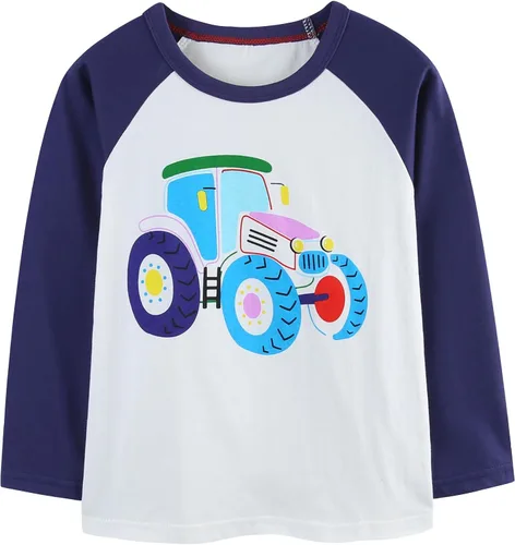 Vista 13 de Frogwill - Remera con diseño de excavadora de manga larga para niños de 2 a 7 años de edad Paquete de 2 Negro