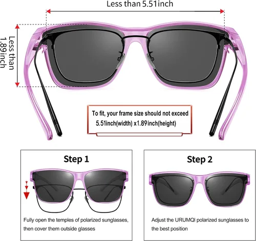 Vista 4 de URUMQI Polarized Sunglasses Fit Over Glasses for Men Women, Oversized Square Sun Glasses UV400 Protection Shades