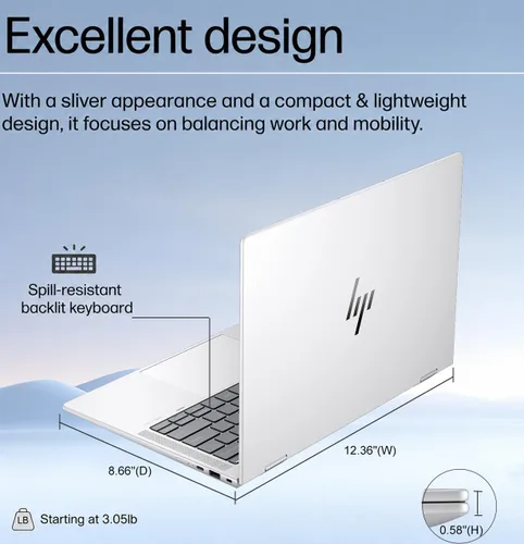 Vista 8 de HP Elite x360 1040 G11, portátil 2 en 1 de 14", Ultra 7 155H, 32GB DDR5