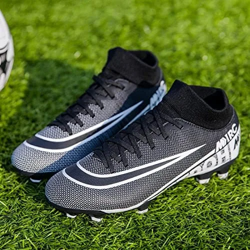 Vista 6 de Qzzsmy Tacos de fútbol para hombre, zapatos de fútbol atléticos para caminar, tacos Ag para entrenamiento al aire libre