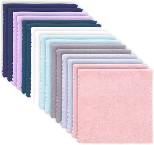 Vista 27 de Paquete de 16 toallitas para bebé - 10x10 pulgadas, vellón de coral - Paños de lavado extra absorbentes y suaves para recién nacidos, bebés y niños