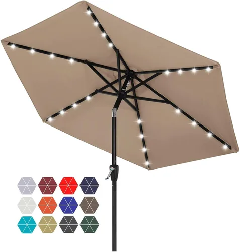 Vista 41 de ABCCANOPY Sombrillas solares duraderas para patio con 24 luces LED de 7.5 pies con 6 varillas resistentes (borgoña)