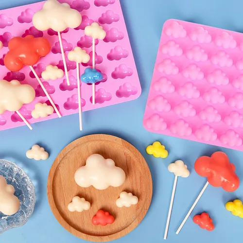 Vista 2 de Kichvoe Molde de silicona con forma de nube de 36 cavidades, multifunción, para caramelos, gelatina, chocolate, antiadherente, resistente al calor