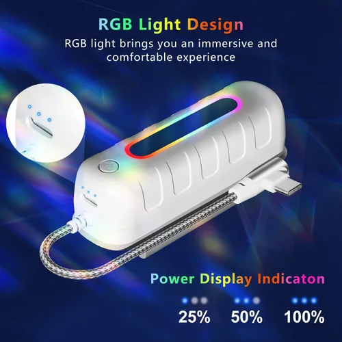 Vista 21 de Saqico Battery Pack for Oculus Quest 2/3/3S, 5000mAh Extended Power with Multi-Colors RGB Lights, Lightweight and Portable VR Extend Power