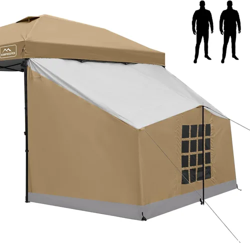 Vista 10 de KAMPKEEPER Side Tent,1/2 Person Camping Tent for 10' x 10' Pop Up Canopy, Easy Set Up Gazebo,Compatible with 10' Wide Canopy Tent(Canopy Not