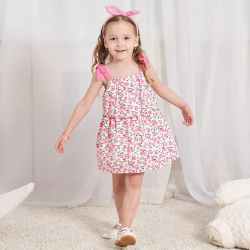 Vista 3 de Sosomi Vestido sin mangas para niña pequeña, vestido de niña 6M-5T, vestido floral para niñas pequeñas, vestido de verano para niñas, vestidos
