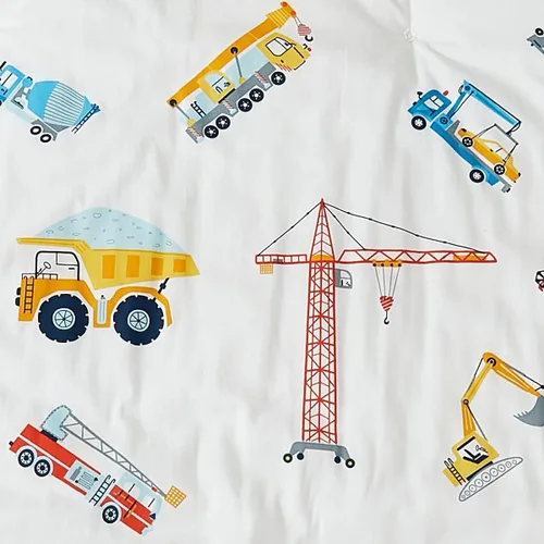 Vista 3 de Brandream Juego de ropa de cama para cuna para niños, juego de ropa de cama de algodón de 3 piezas Edredón de algodón para vehículos excavadora