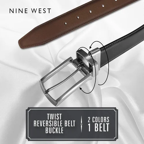 Vista 4 de NINE WEST Cinturón de cuero vegano regular para hombre Vestido reversible casual para uso diario, diseñado en los Estados Unidos