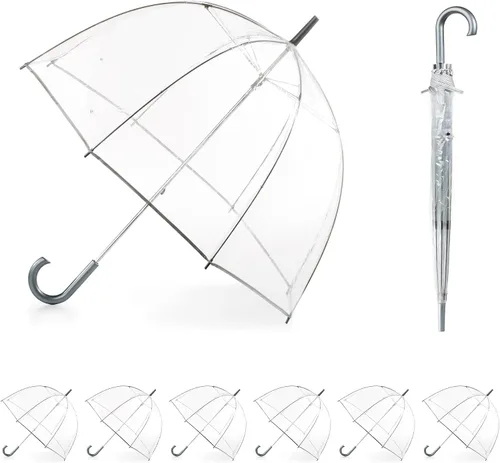 Vista 23 de Totes Adult Clear Bubble Umbrella with Dome Canopy and Lightweight Wind and Rain Protection
