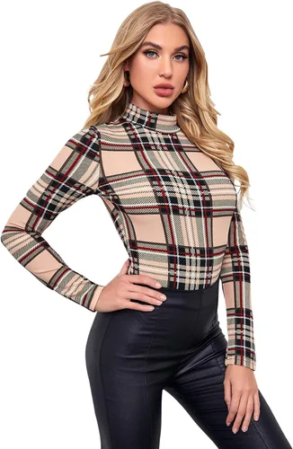 Vista 4 de SweatyRocks Enterizo elástico de manga larga con estampado de letras y cuello alto para mujer