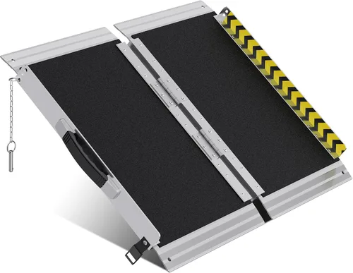 Vista 10 de WHALEMOTOR Rampa portátil para silla de ruedas negra, rampa de aluminio sin costuras y antideslizante de 2 pies, rampas plegables portátiles