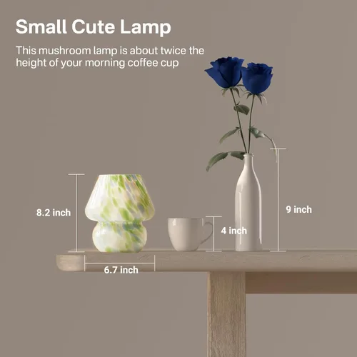 Vista 8 de Dawnwake Lámpara de Mesa con Forma de Hongo para Dormitorio, Pequeñas Lámparas de Escritorio de Mesita de Noche para Sala de Estar, Decoración