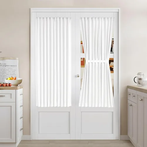 Vista 142 de Vatge Cortinas laterales autoadhesivas para puertas de cristal, sin taladro, extraíble, panel de filtrado de luz, 1 panel, 12 pulgadas de ancho x 60