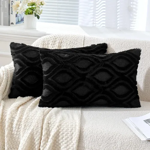 Vista 53 de MIULEE - Juego de 2 fundas de almohada de lana sintética suave y afelpada, fundas decorativas de estilo bohemio para sofá, sala de estar, cama, 16 x