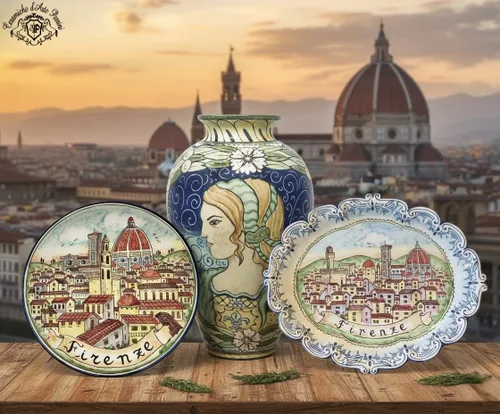 Vista 4 de CERAMICHE D'ARTE PARRINI - Azulejo de cerámica italiano Pantiles Duomo Cerámica Florencia Pintado a mano Hecho en ITALIA Toscana