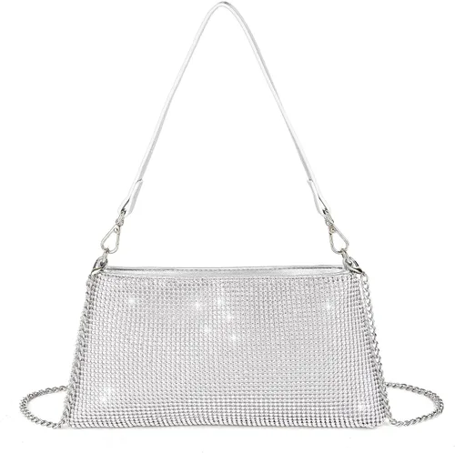 Vista 9 de Valleycomfy Bolso de Mano de Brillo para Noche para Mujeres Dama Niña Novia Bolso de Diamantes de Imitación para Baile de Graduación Cóctel Fiesta