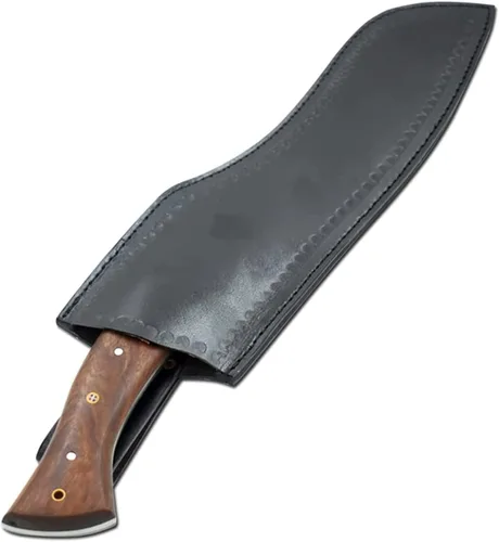 Vista 6 de Machete de caza de acero al carbono 1075 de espiga completa de hoja fija viene con funda (5053)