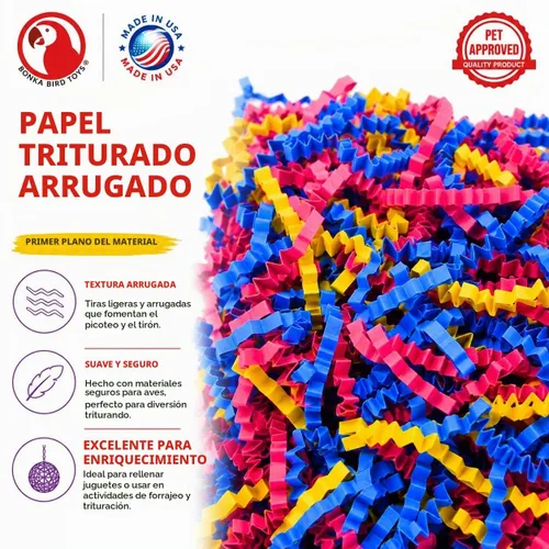 Vista 7 de Bonka Bird Toys 1654 Crinkle Shred Paper Multicolor
