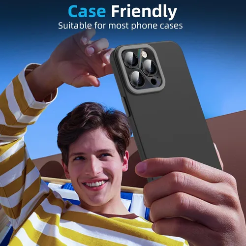 Vista 6 de YWXTW Protector de lente de cámara para iPhone 15 Pro Max/iPhone 15 Pro, [gradiente láser de litografía] [fortalecimiento 5X] Protector de pantalla