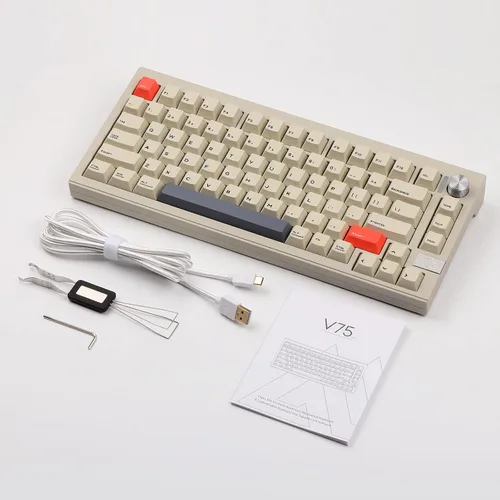 Vista 6 de EPOMAKER CIDOO V75 VIA Teclado mecánico programable, junta de 81 teclas Tri-Mode Bluetooth2.4GhzUSB-C inalámbrico para juegos con LED orientado al