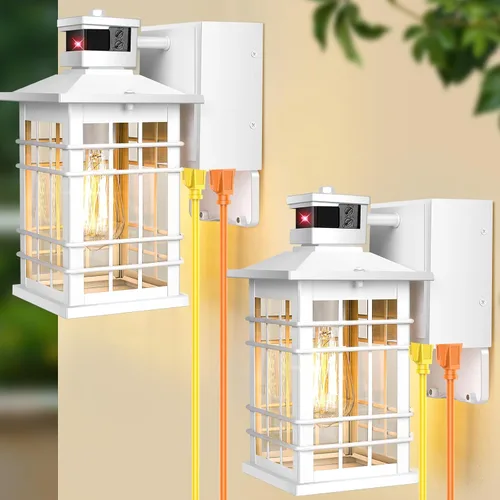 Vista 11 de Lámpara exterior con sensor de movimiento para montaje en pared, de bronce aceitado del anochecer al amanecer, impermeable, con base E26, linterna
