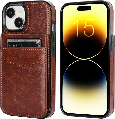 Vista 93 de KIHUWEY - Funda tipo cartera compatible con iPhone 15 con soporte para tarjetas de crédito, cierre magnético, soporte de cuero premium, cubierta