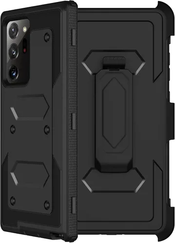 Vista 8 de Funda para Galaxy Note 20 Ultra con clip para cinturón, 2 protectores de pantalla, grado militar, cuerpo completo, resistente, a prueba de golpes
