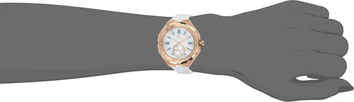 Vista 4 de TechnoMarine Reloj Cruise de cuarzo de acero inoxidable con correa de silicona, blanco, 17 (Modelo TM-118009), Blanco, Reloj de cuarzo