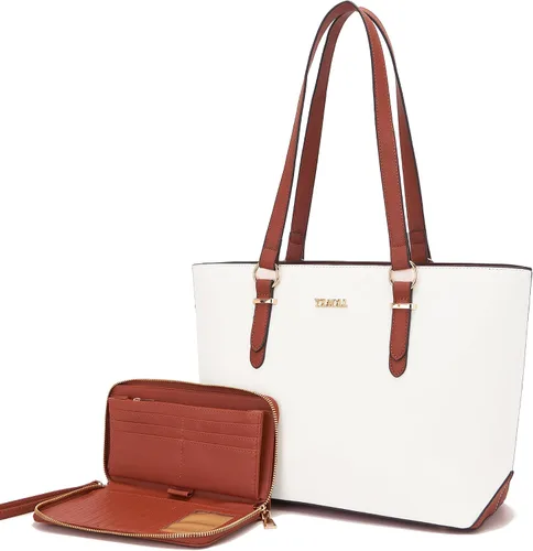 Vista 29 de YZAOLL Bolsos para mujer de cuero sintético, medianos y grandes, bolso de hombro, cartera, juego de bolso de mano y billetera