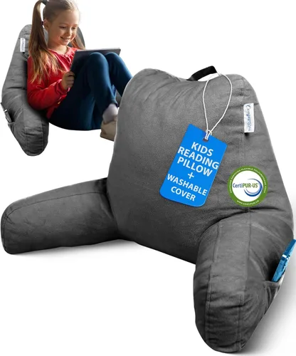 Vista 18 de ComfortSpa - Almohada de lectura para cama tamaño adulto, almohada de respaldo con brazos, bolsillos y funda lavable; Úsela como almohada de cama