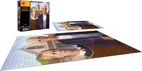 Vista 3 de RoseArt Kodak Premium Masters American Gothic - Rompecabezas de 2000 piezas Grant Wood Piece, 26" x 38" Finished Size, Fully Interlocking Pieces