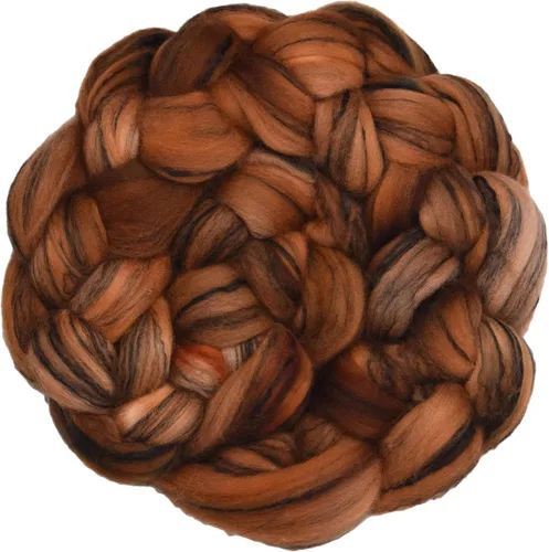 Vista 9 de Teñido a mano Superfino Merino Tencel Roving para hilar y fieltro. Albaricoque 1oz