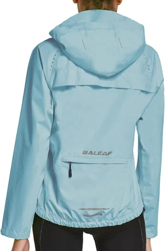 Vista 8 de Baleaf - Chaquetas impermeables para mujer, cortavientos reflectantes, plegables, ligeras, para correr, ciclismo, con capucha